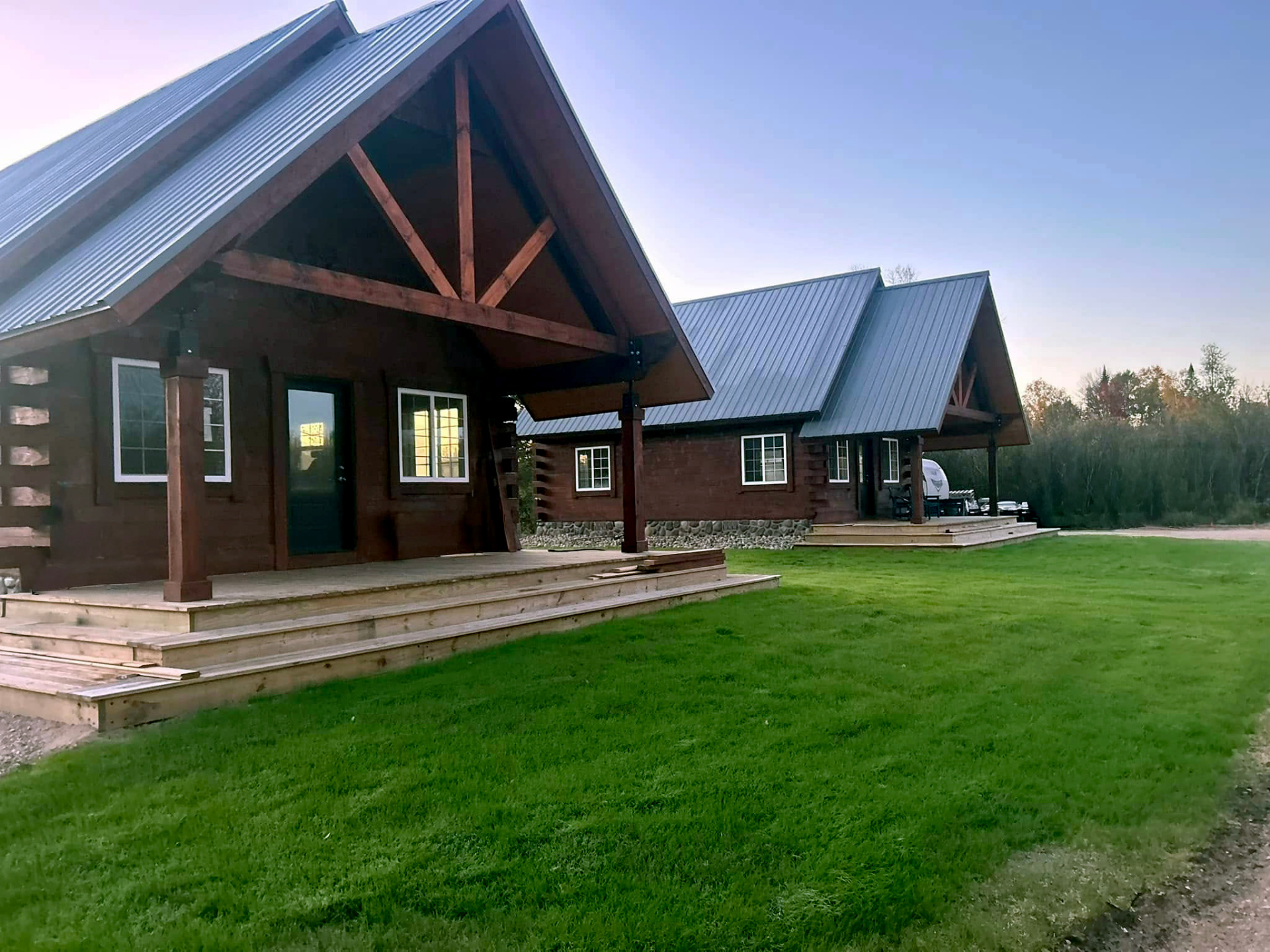 Coyote Den log cabin in the woods near Grand Marais, Michigan